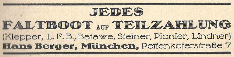 Hans Berger Faltboote (1924 - 1937)